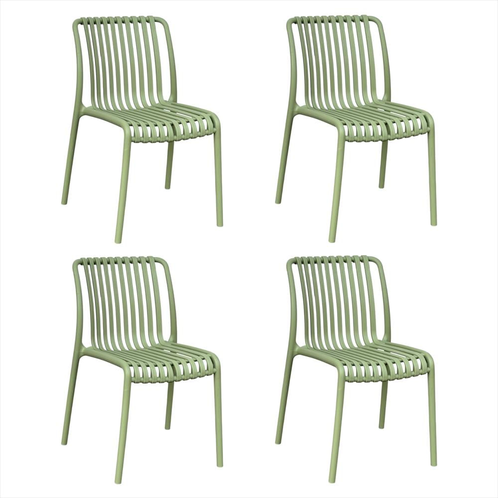 Set X4 Sillas Bistro En Polipropileno Color Verde img #1