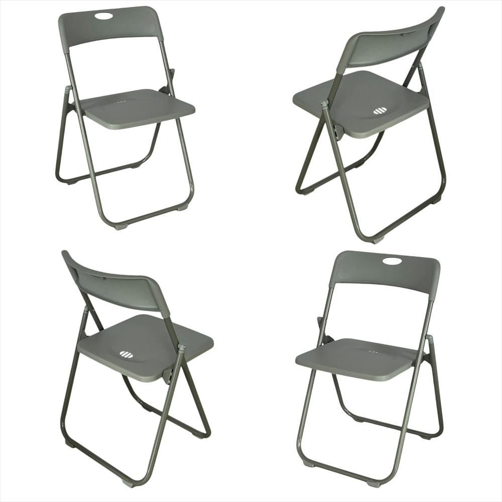 Set X4 Sillas Plásticas Plegables Reforzadas Color Gris img #1