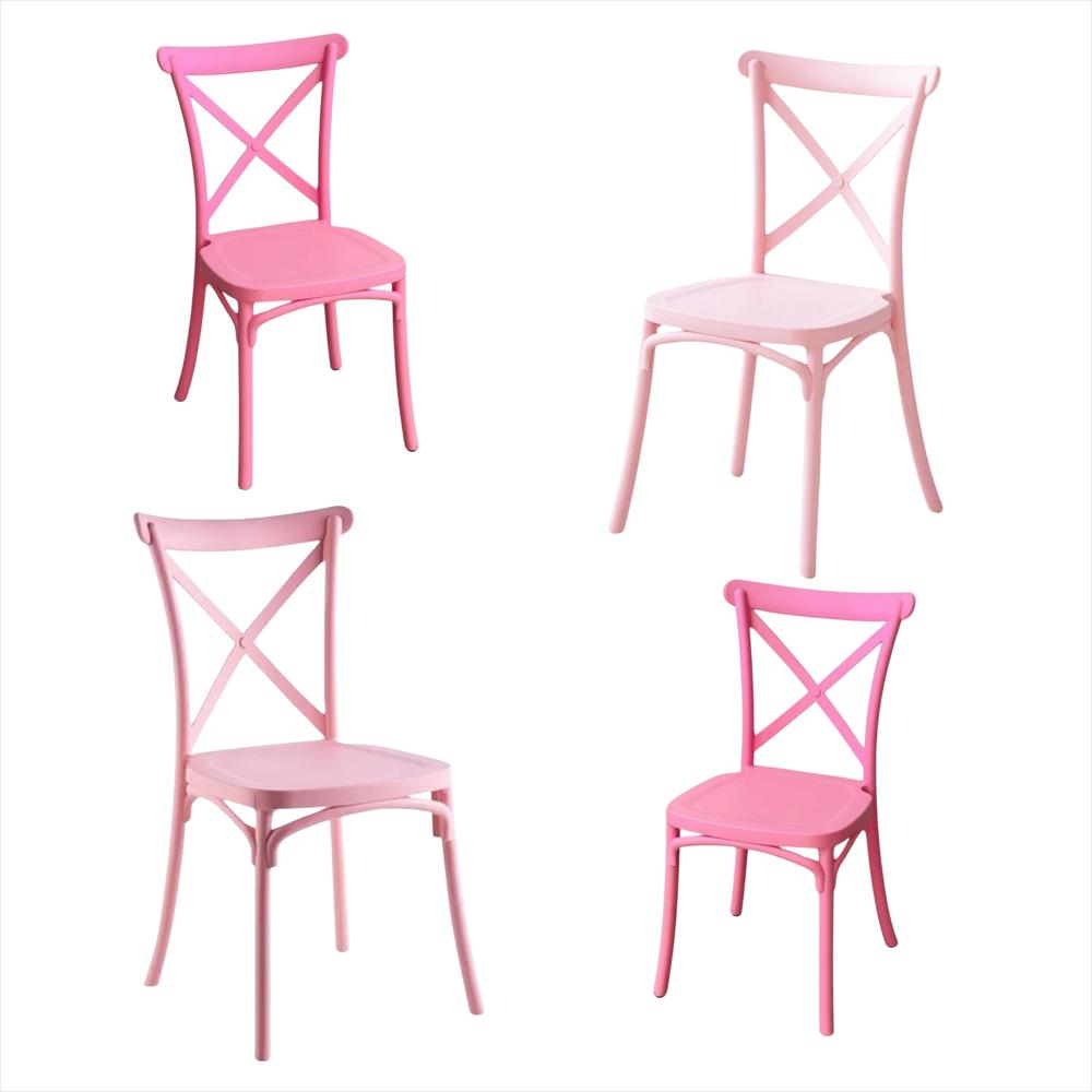 Set X4 Sillas Tipo Crossback Para Niños Color Rosa img #1