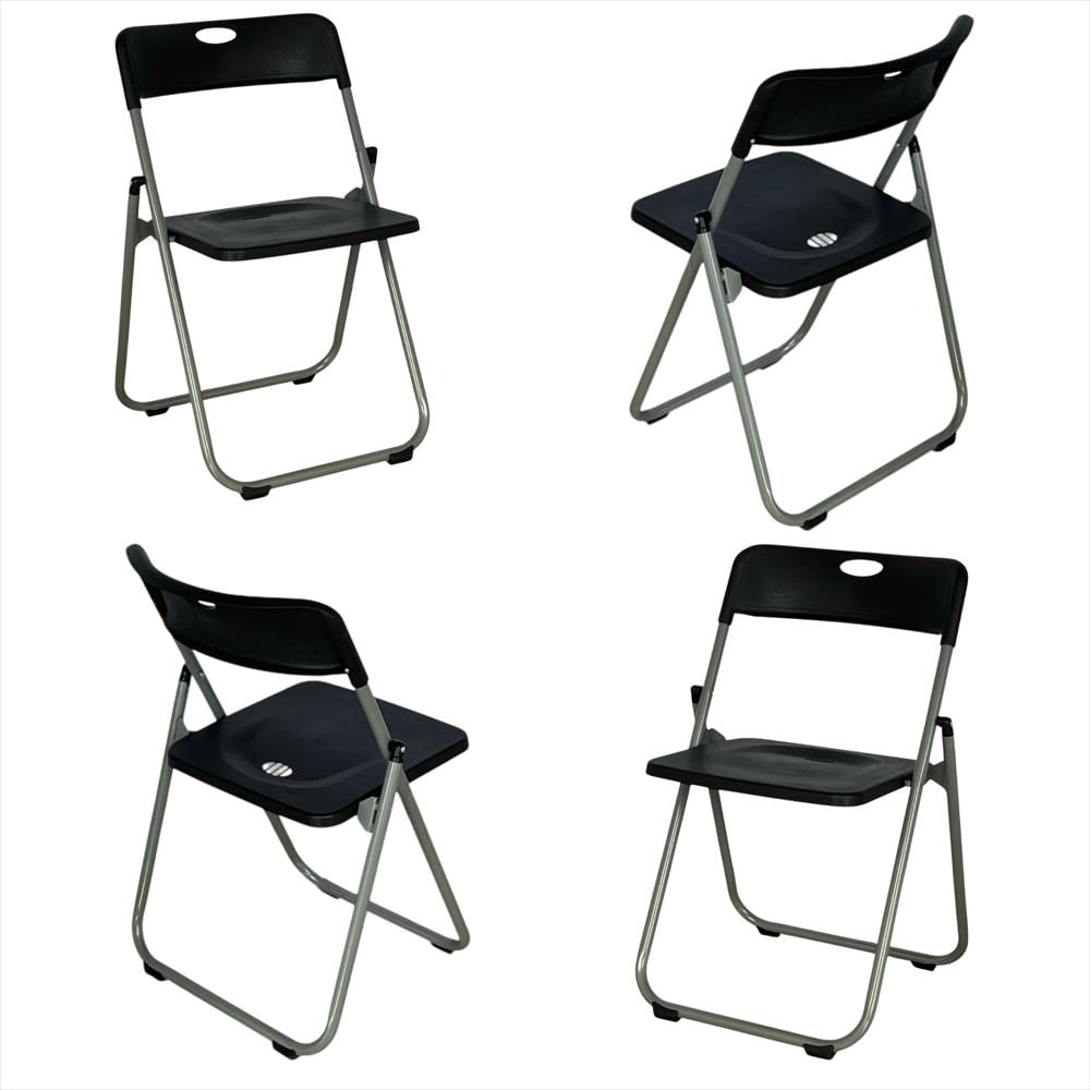 Set X4 Sillas Plásticas Plegables Reforzadas Color Negro img #1