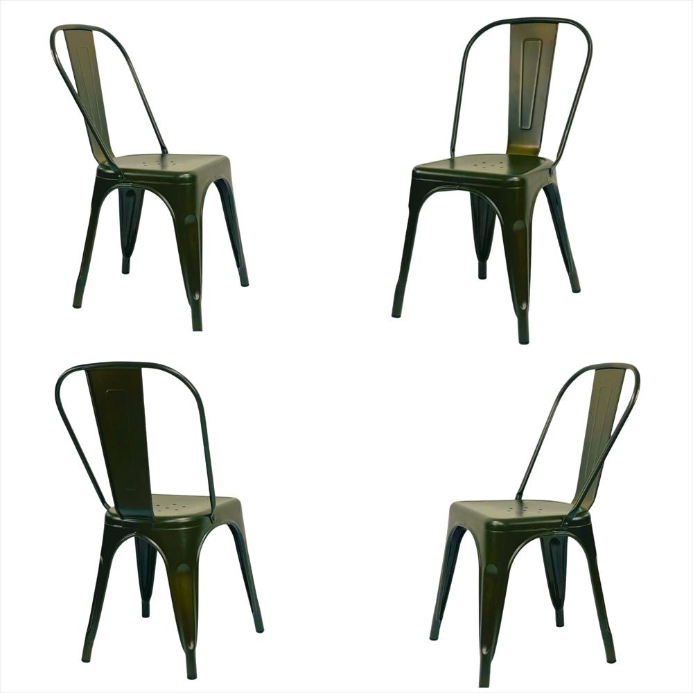 Set X4 Sillas Metálica Tolix Color Verde img #1