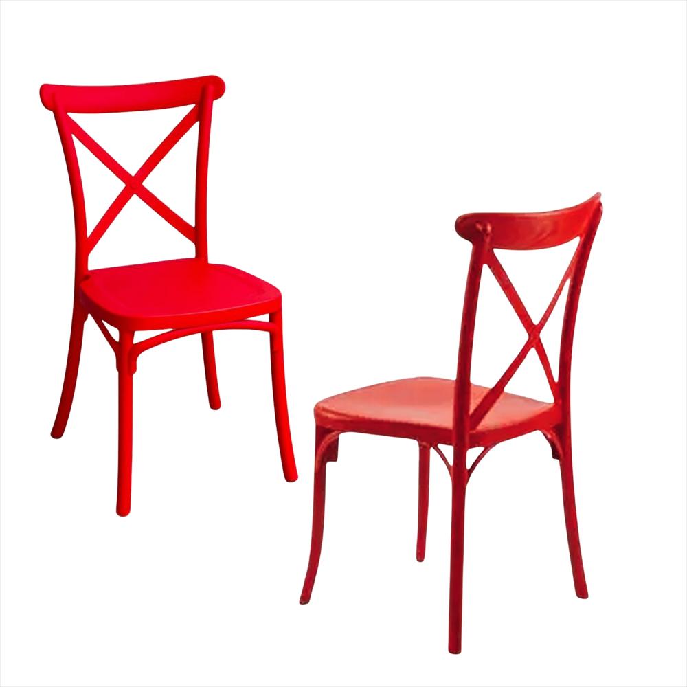 Set X2 Sillas Tipo Crossback Para Niños Color Rojo img #1