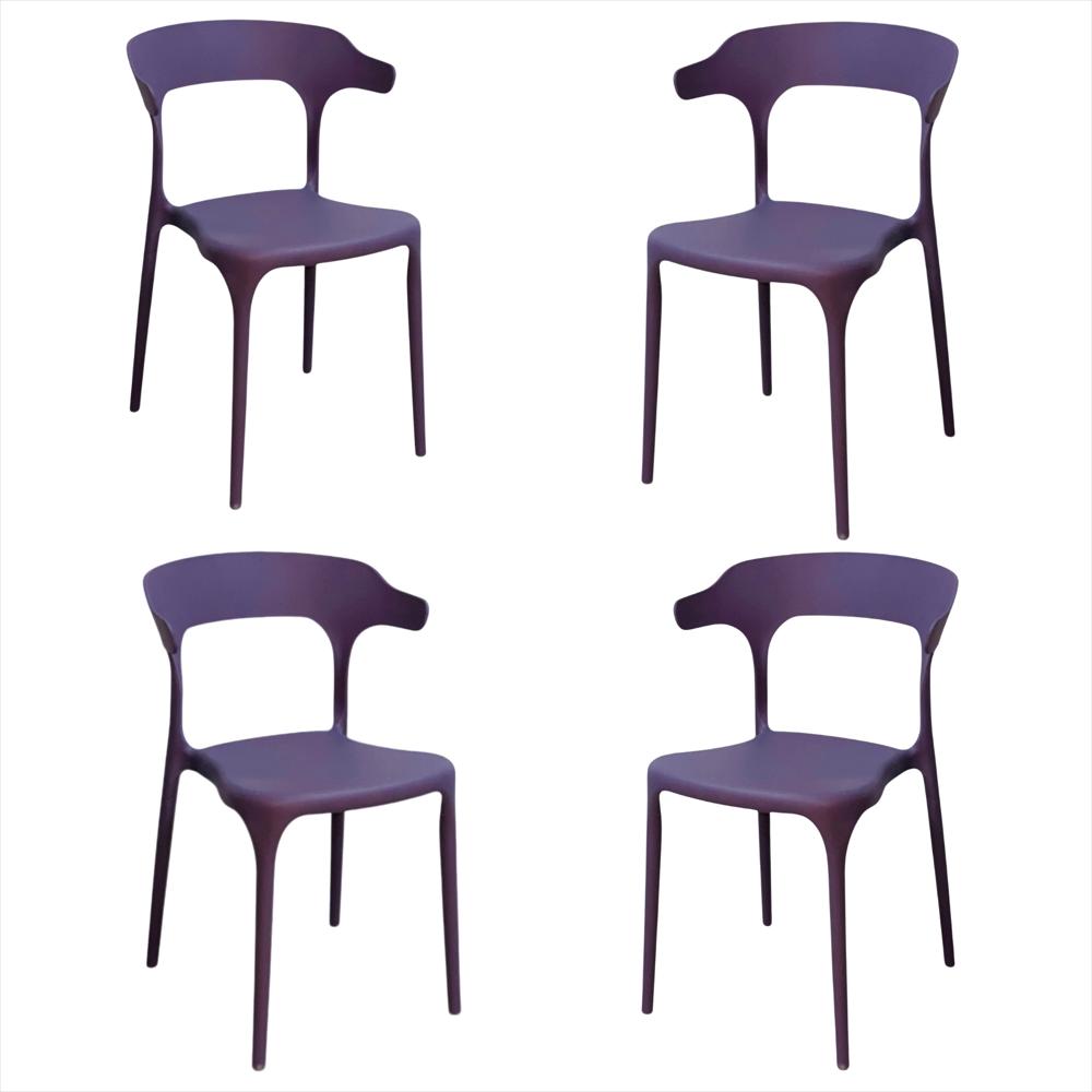 Set X4 Sillas En Polipropileno Genova Color Morado img #1