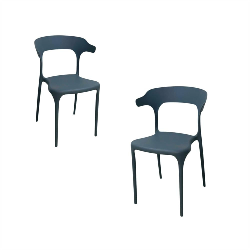 Set X2 Sillas En Polipropileno Genova Color Gris Oscuro img #1