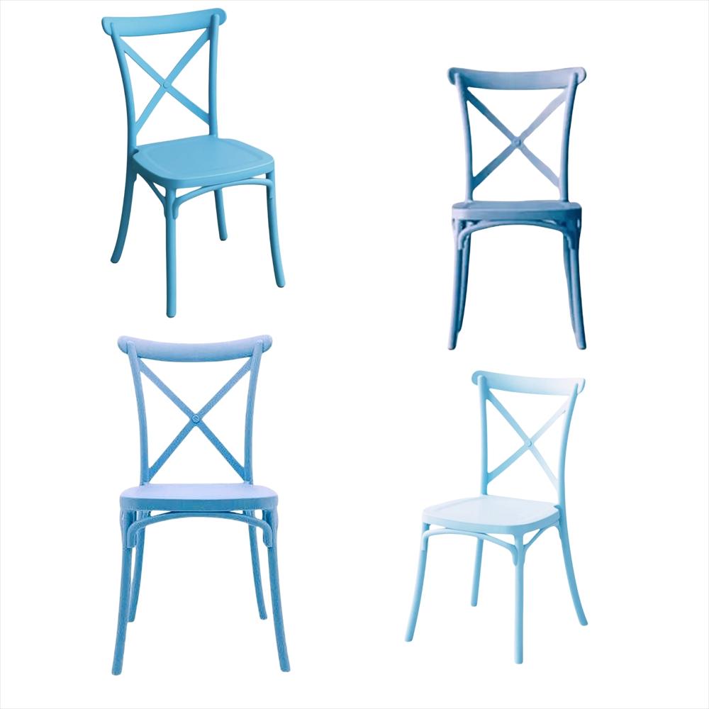 Set X4 Sillas Tipo Crossback Para Niños Color Azul img #1