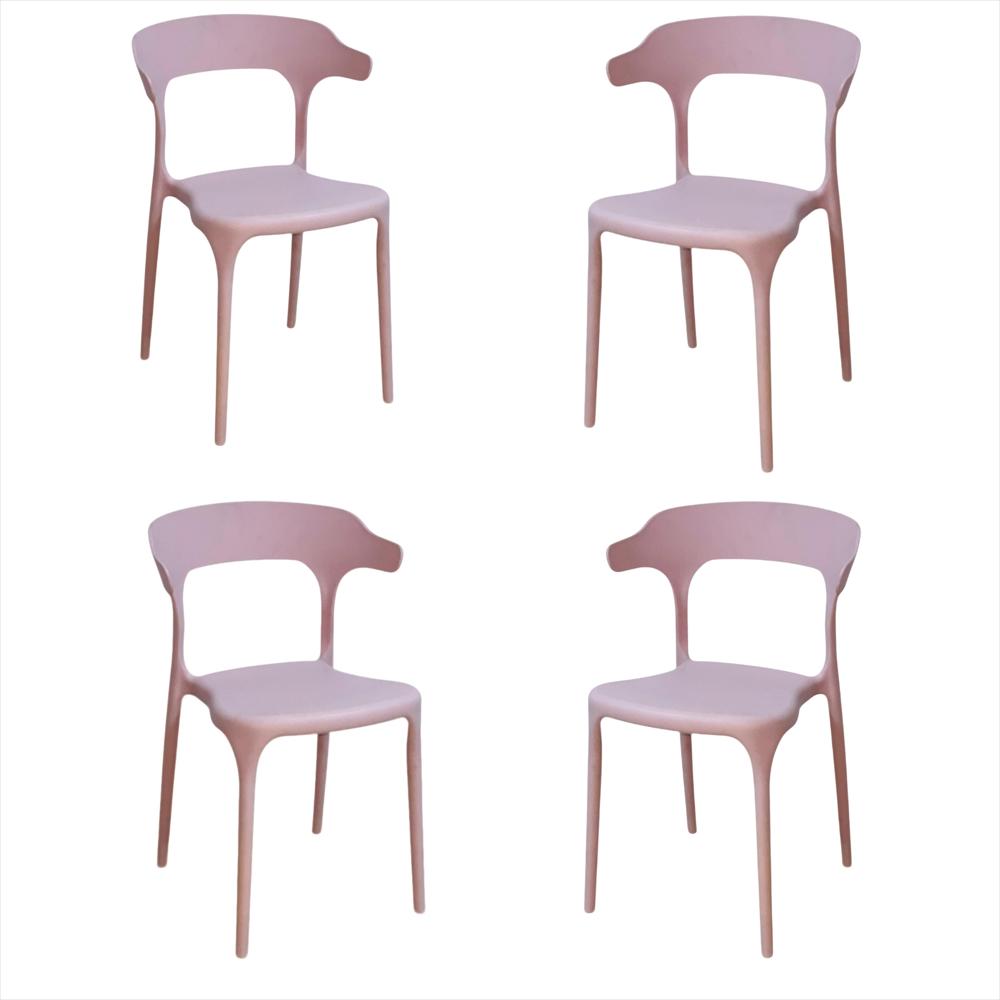 Set X4 Sillas En Polipropileno Genova Color Rosa img #1