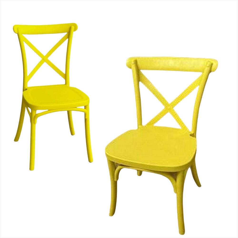 Set X2 Sillas Tipo Crossback Para Niños Color Amarillo img #1