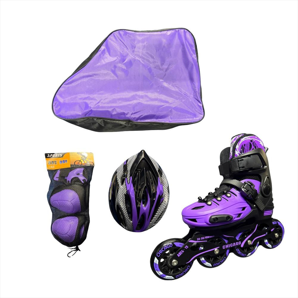 Patines En Línea Semiprofesionales Con Antichoque Talla M 32 35 Morado img #5