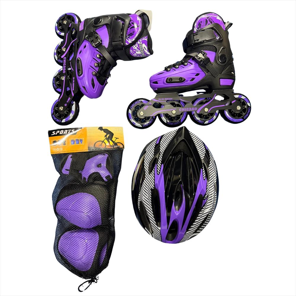 Patines En Línea Semiprofesionales Con Antichoque Talla S 29 32 Morado img #1