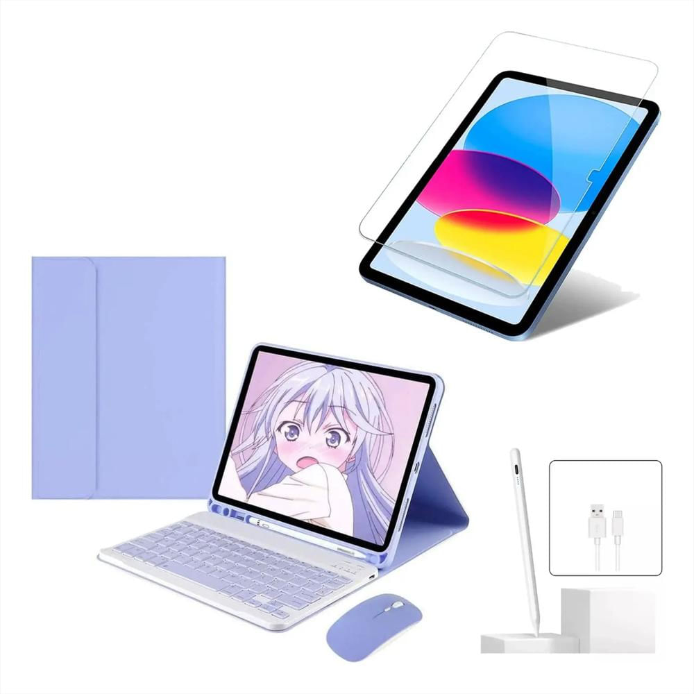Estuche Teclado Para Xiaomi Redmi Pad 2 Lila +Mouse +Vidrio +Lapiz img #1