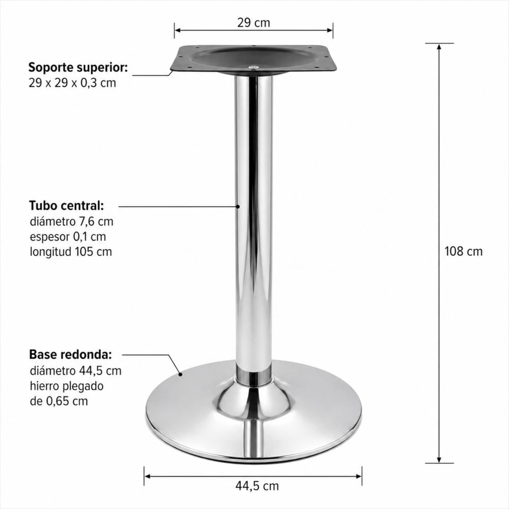 Estructura Metálica Para Mesa Soporte Central Cromado img #4