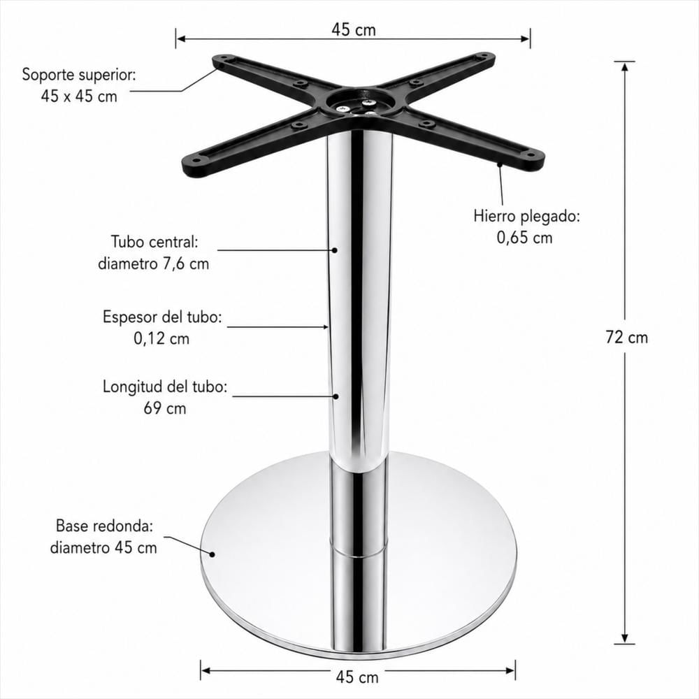 Estructura Metálica Cromada Para Mesa Con Cruceta Superior img #4