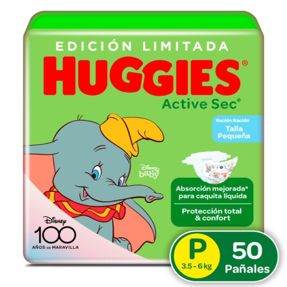 Pañales HUGGIES active sec etapa 1  P + toallitas (50  und) img #1