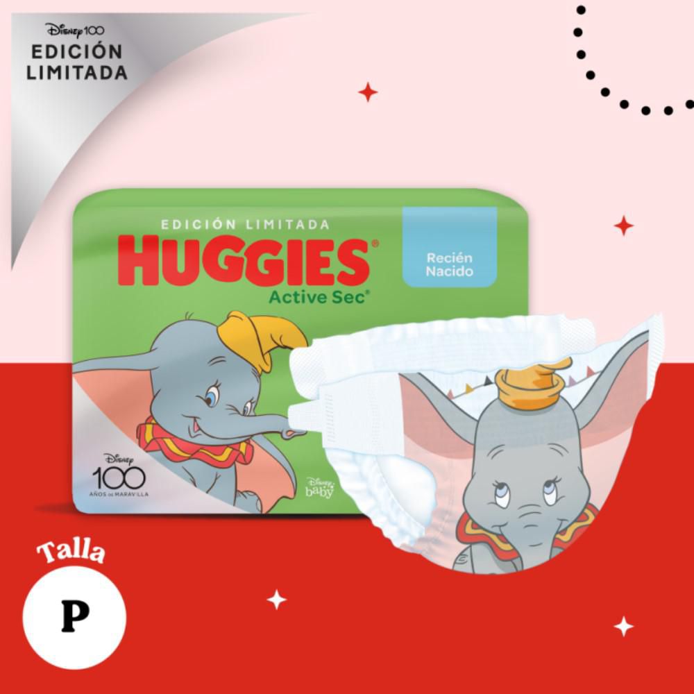 Pañales HUGGIES active sec etapa 1  P + toallitas (50  und) img #3