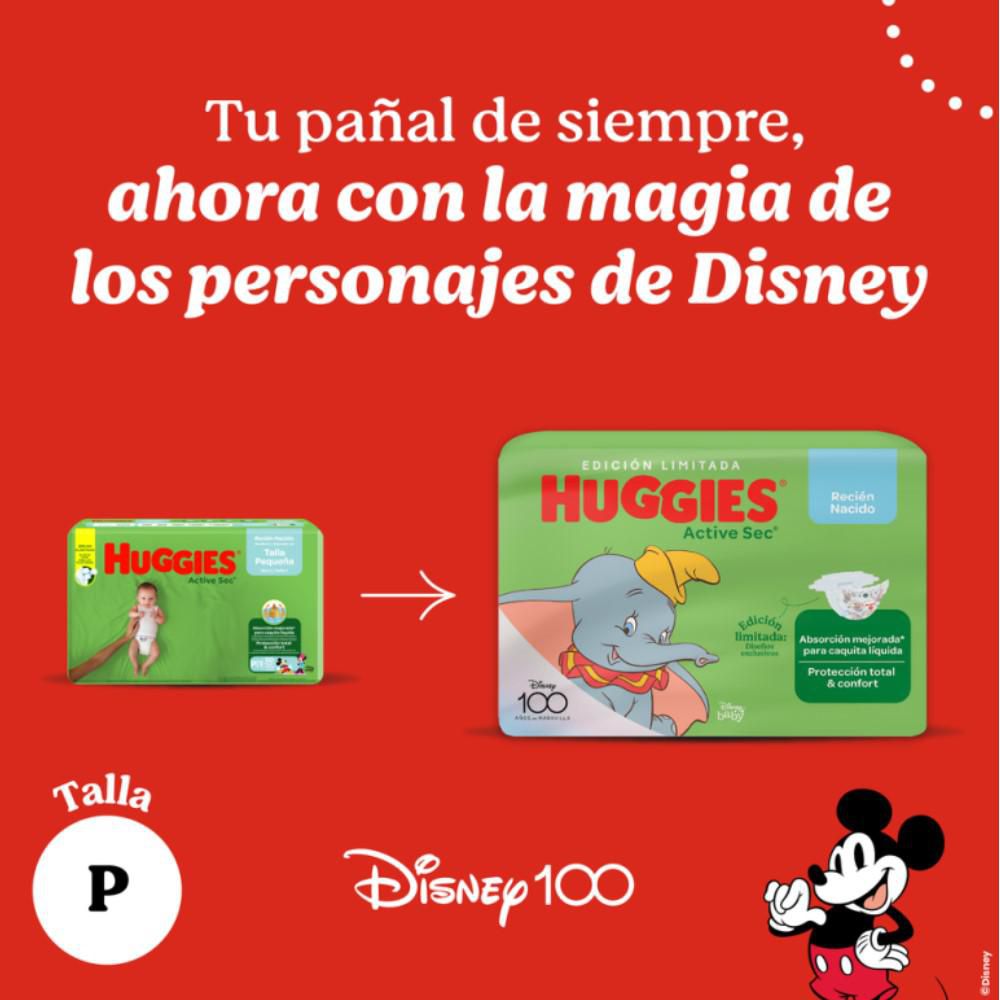 Pañales HUGGIES active sec etapa 1  P + toallitas (50  und) img #4