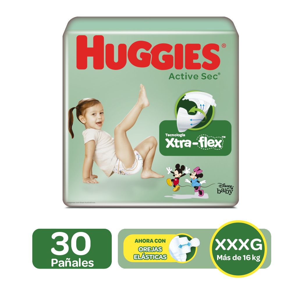 Pañales HUGGIES active sec etapa 6  XXG (30  und)
