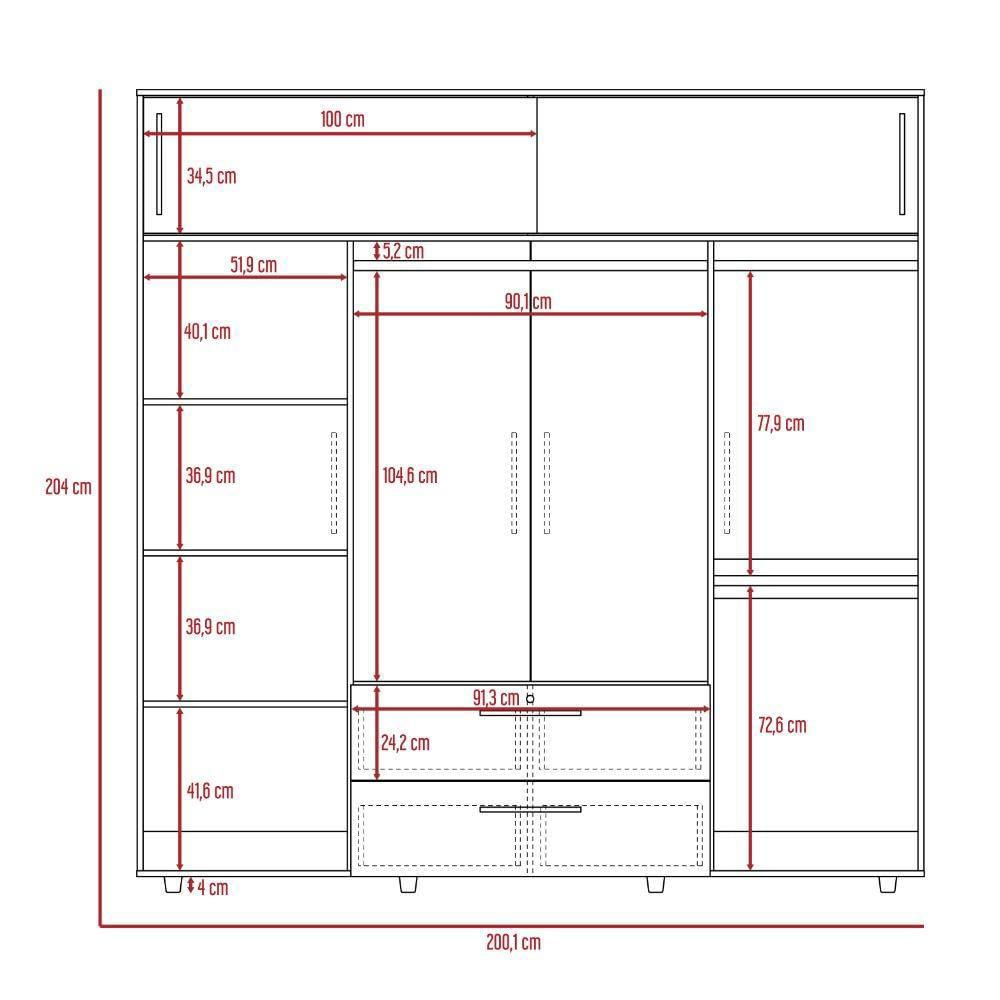 Closet Luque Wengue 200X204cm Con 3 Cajones Con 3 Entrepaños img #5