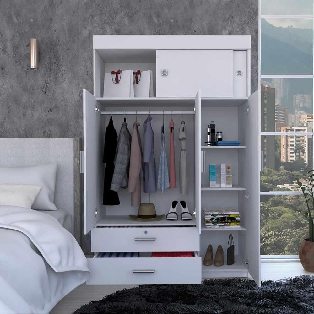 Closet Denver Blanco 120X188cm Con 2 Cajones Con 3 Entrepaños img #5