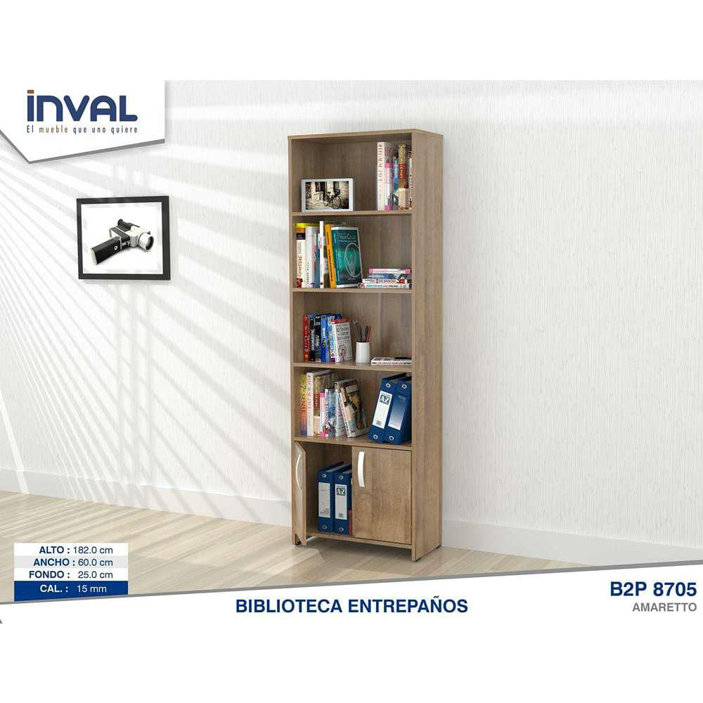 Biblioteca Amaretto 60X182cm Con Cuatro Compartimientos Y Con Un Cajón img #4
