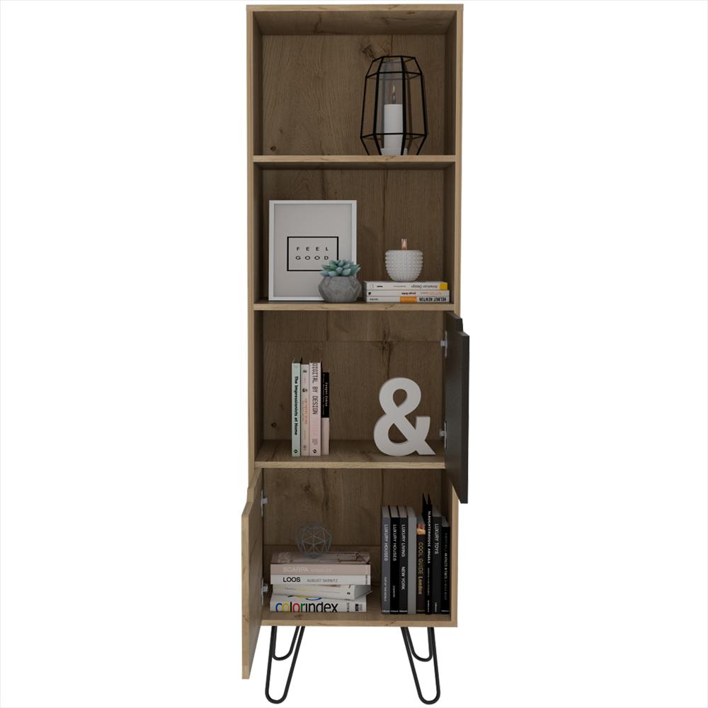 Biblioteca Audra Wengue Y Duna 51X169cm Rectangular Con Cuatro Compartimientos Y Tres Entrepaños img #2