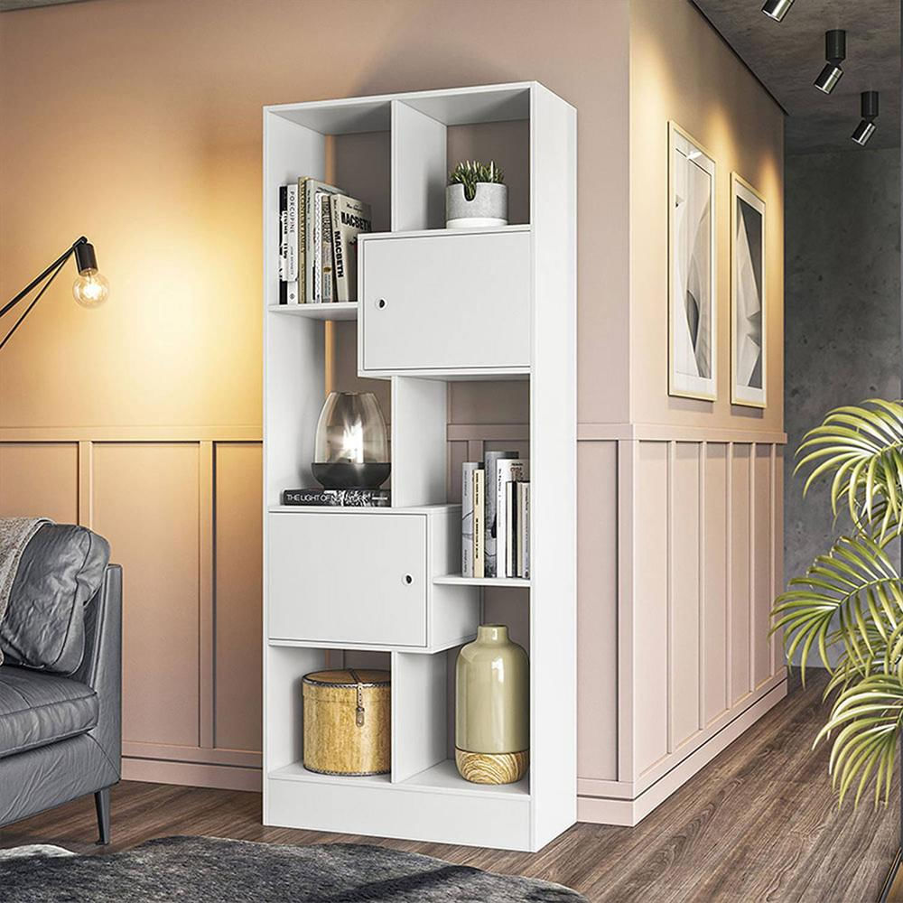 Biblioteca Arica Blanco 73X183cm Con Seis Compartimientos Y Con Dos Cajones img #4