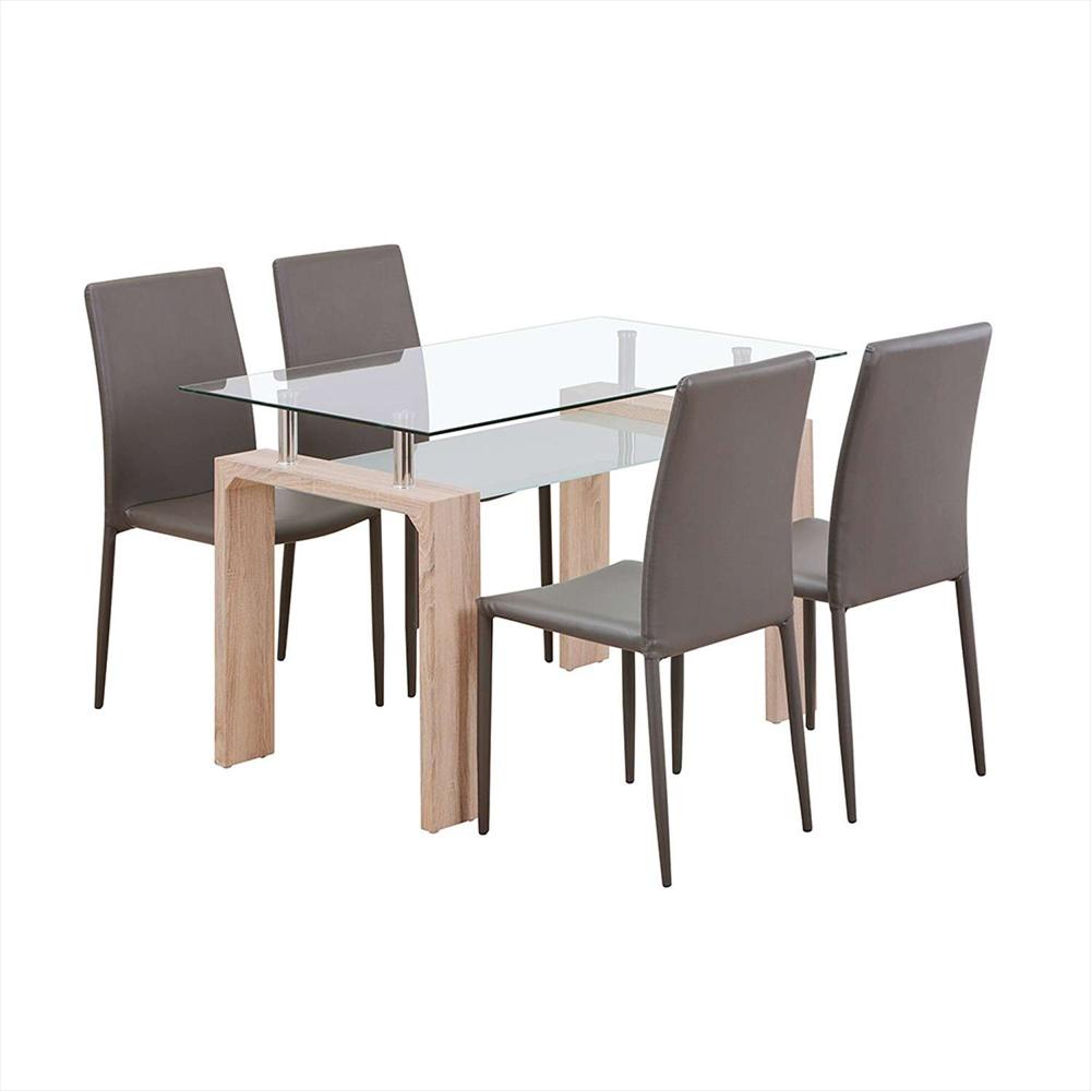 Comedor Diniza Gris 120X70cm Rectangular De Cuatro Puestos Y Con Cuatro Sillas img #1