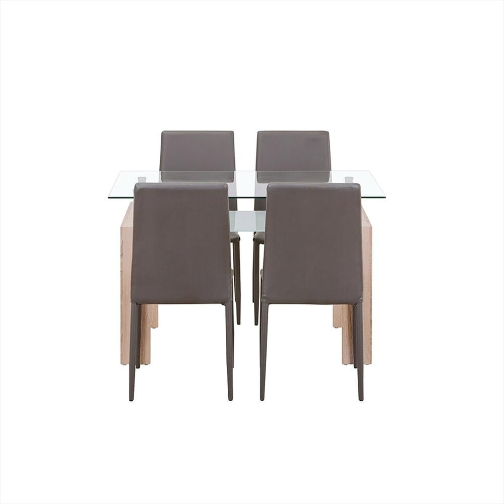 Comedor Diniza Gris 120X70cm Rectangular De Cuatro Puestos Y Con Cuatro Sillas img #2