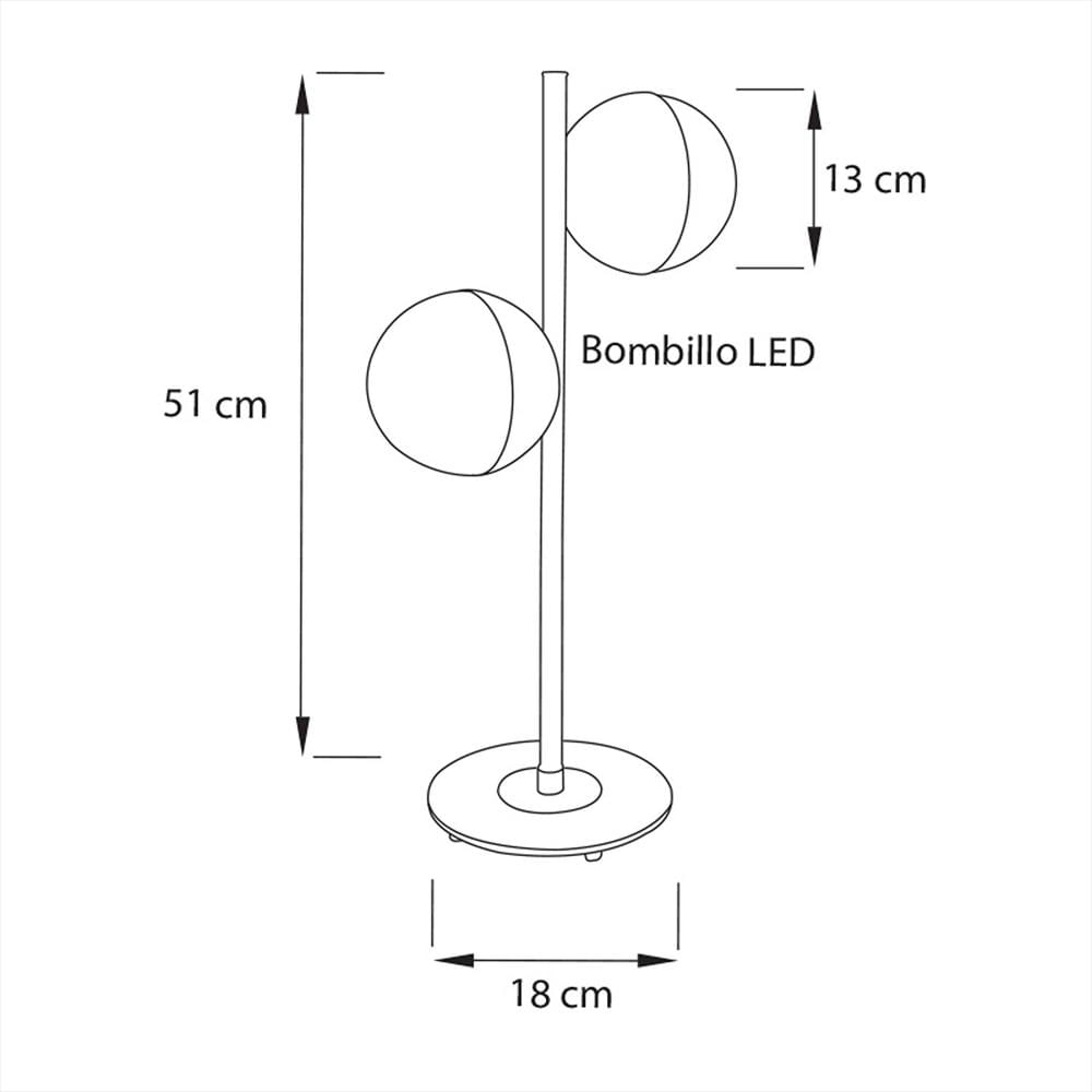 Lámpara De Mesa Led Cosmos Bronce Eco 25X55cm De Dos Luces Con Bombilla img #3