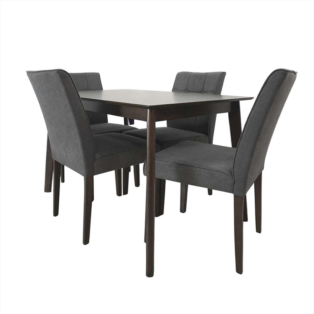 Comedor Enna Gris 120X74cm Rectangular De Cuatro Puestos Y Con Cuatro Sillas img #2