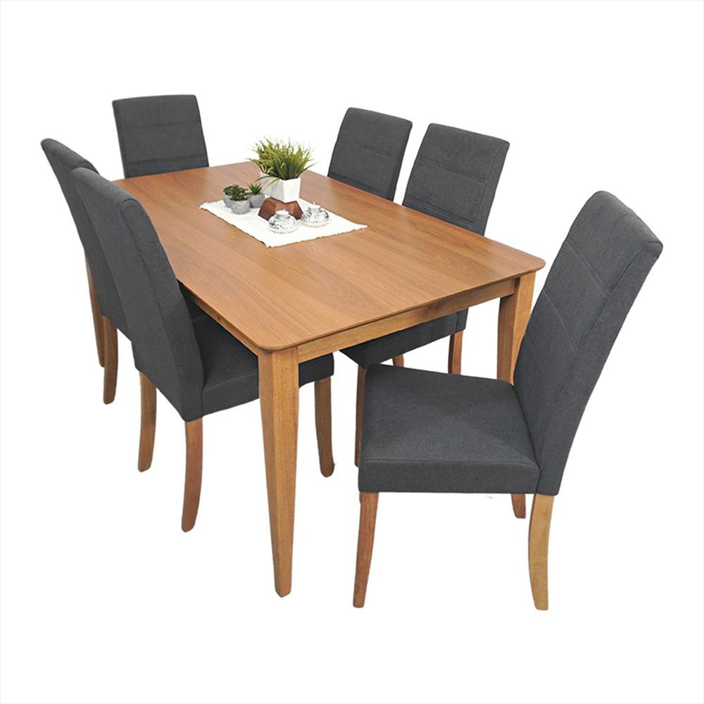 Comedor Albacete Gris 150X74cm Rectangular De Seis Puestos Y Con Cuatro Sillas img #4