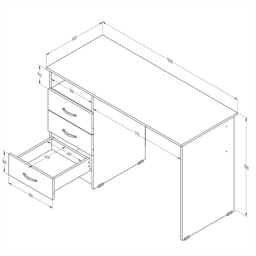 Escritorio Es4103 Amaretto 120X76cm Con Tres Cajones img #5