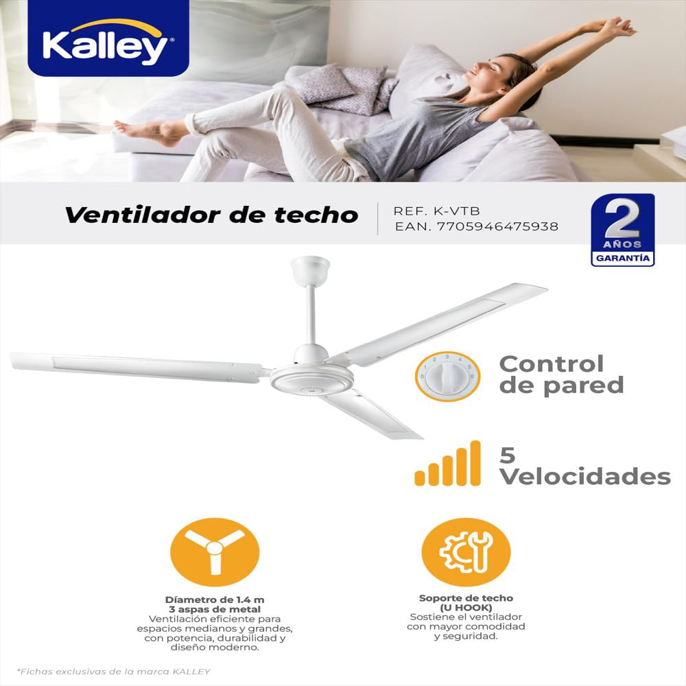 Ventilador De Techo Kalley K Vtb Blanco img #5