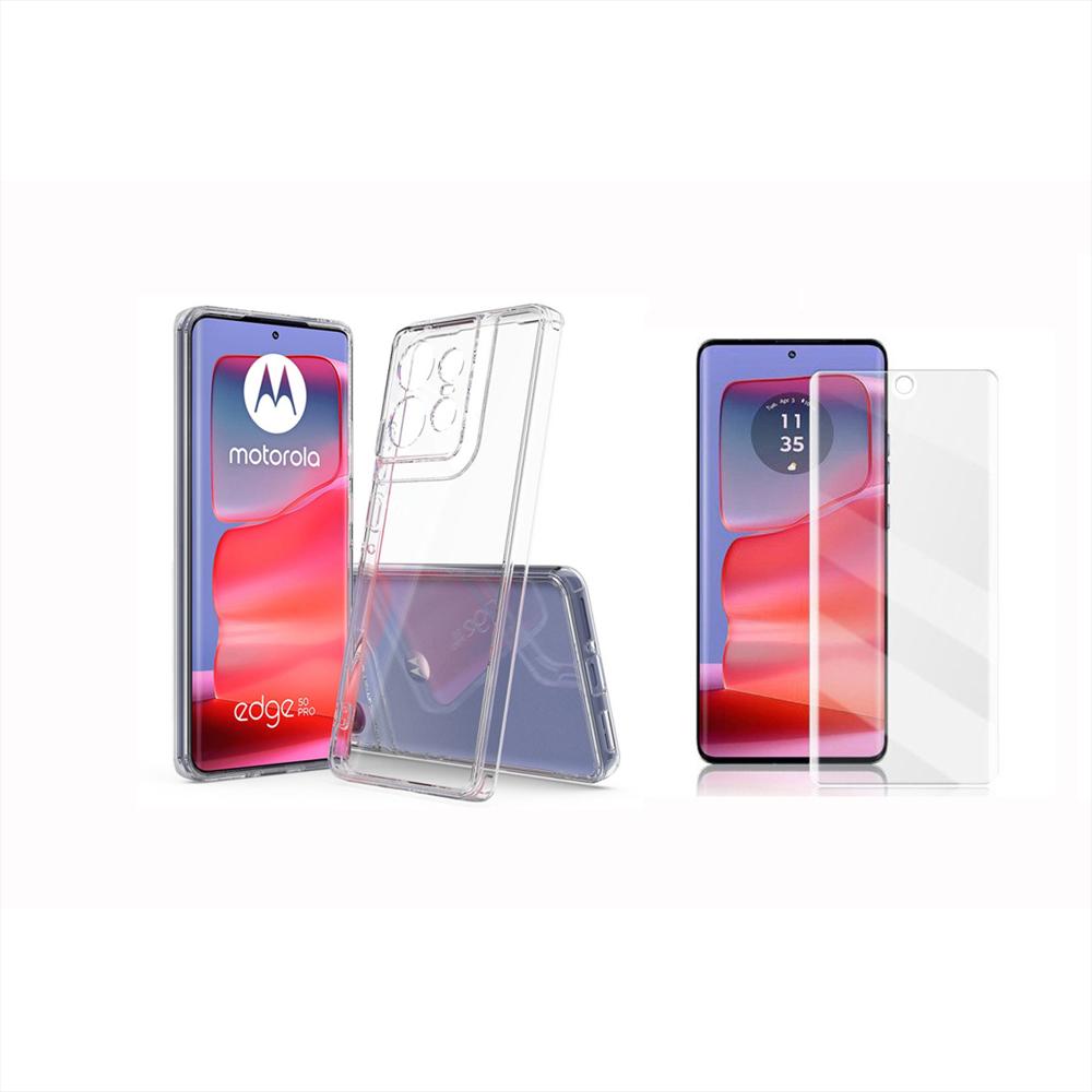 Funda Rígida Transparente Antichoque + Hidrogel Hd Para Motorola Edge 50 Pro