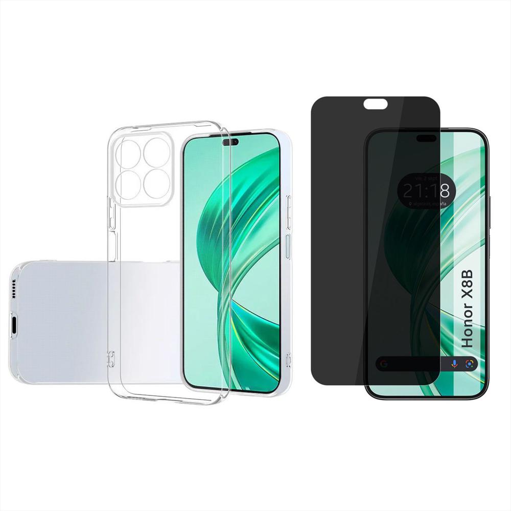 Funda Rígida Transparente Antichoque + Hidrogel Antiespia Para Honor X8b img #1