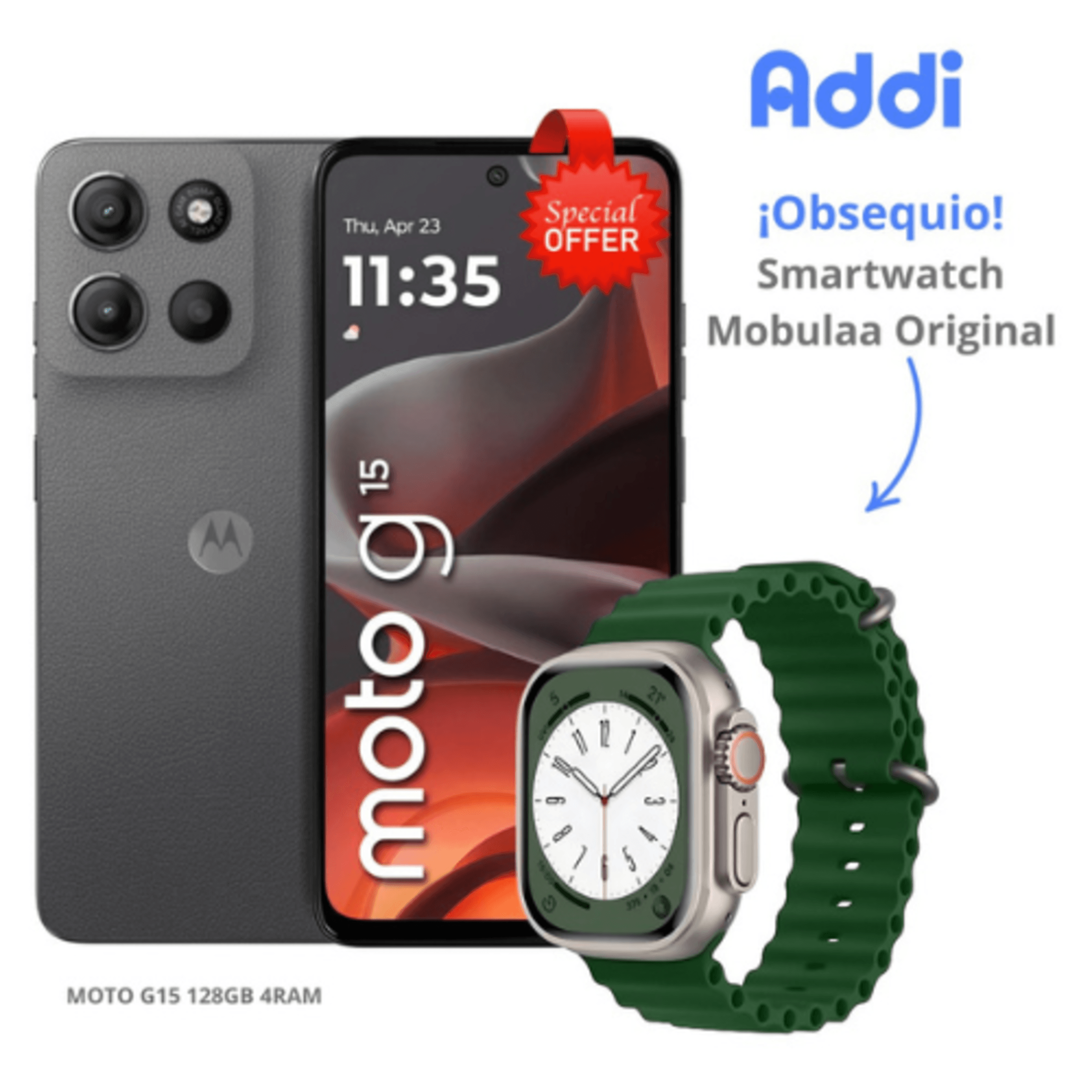 Celular Motorola G15 128GB RAM 4GB Dual SiM +Smartwatch Mobulaa Original
