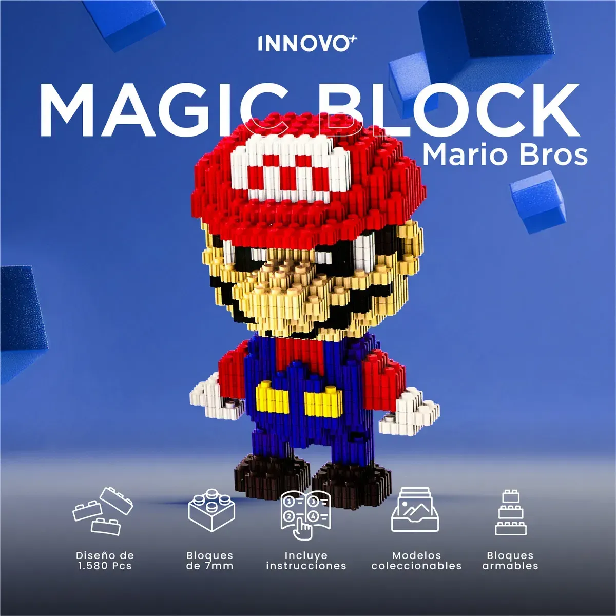 Muñeco Mario Bros Bloques Armables 1580 Pcs Coleccionable 1580 Mario Bros