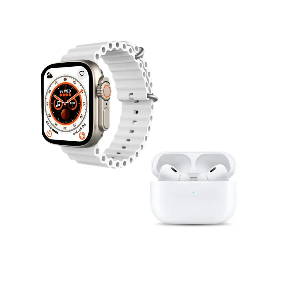 Combo Smartwatch T8 Ultra Plus + Audífonos Airpods Pro (Segunda Generación) Full Calidad 1.1