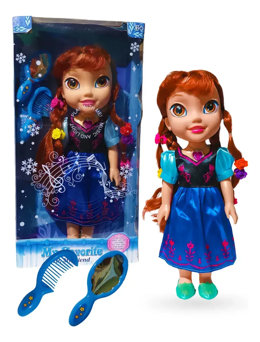 Muñeca Anna Frozen 40cm Pelo Largo Peinable Accesorios Niñas