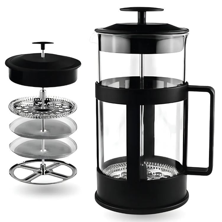 Prensa Francesa Cafetera De Vidrio Borosilicato 1000ml Con Filtro Fino