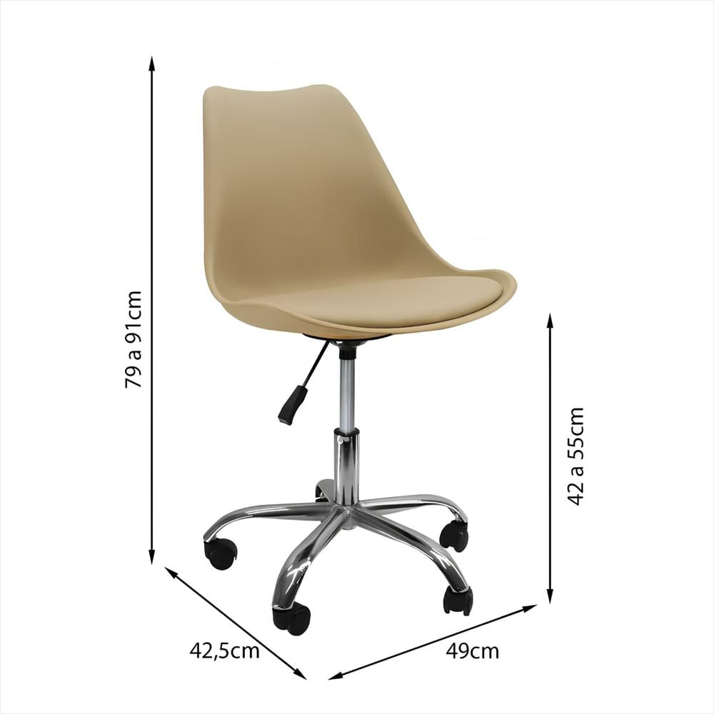 Silla Eames Con Ruedas, Altura Ajustable Y Giro 360° Color Beige img #5