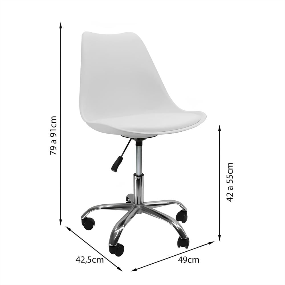Set X2 Sillas Eames Con Ruedas, Altura Ajustable Y Giro 360° Color Blanco img #5