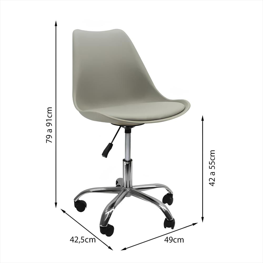 Silla Eames Con Ruedas, Altura Ajustable Y Giro 360° Color Gris img #5
