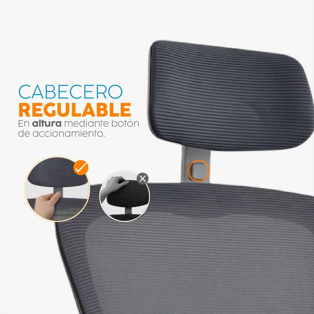 Silla De Escritorio Zad Eco Con Cabecero Gris Bonno img #3