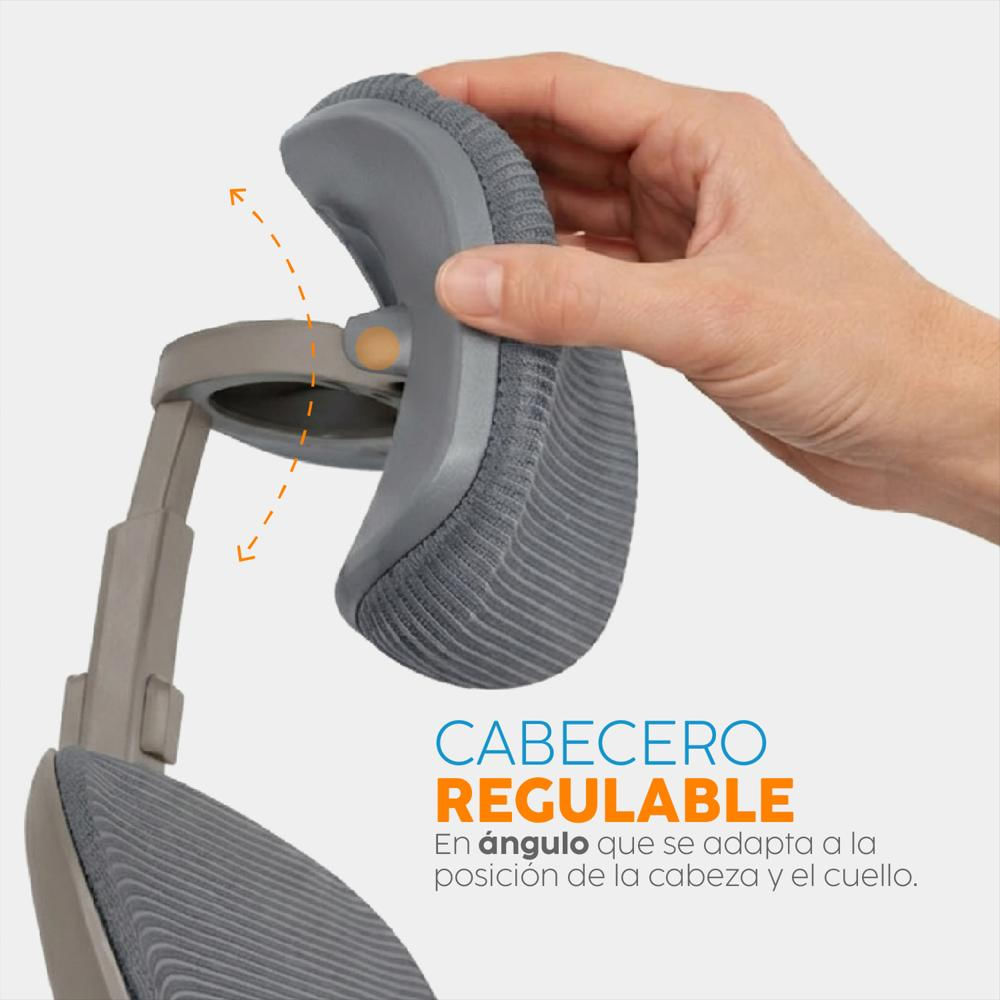 Silla De Escritorio Zad Eco Con Cabecero Gris Bonno img #4