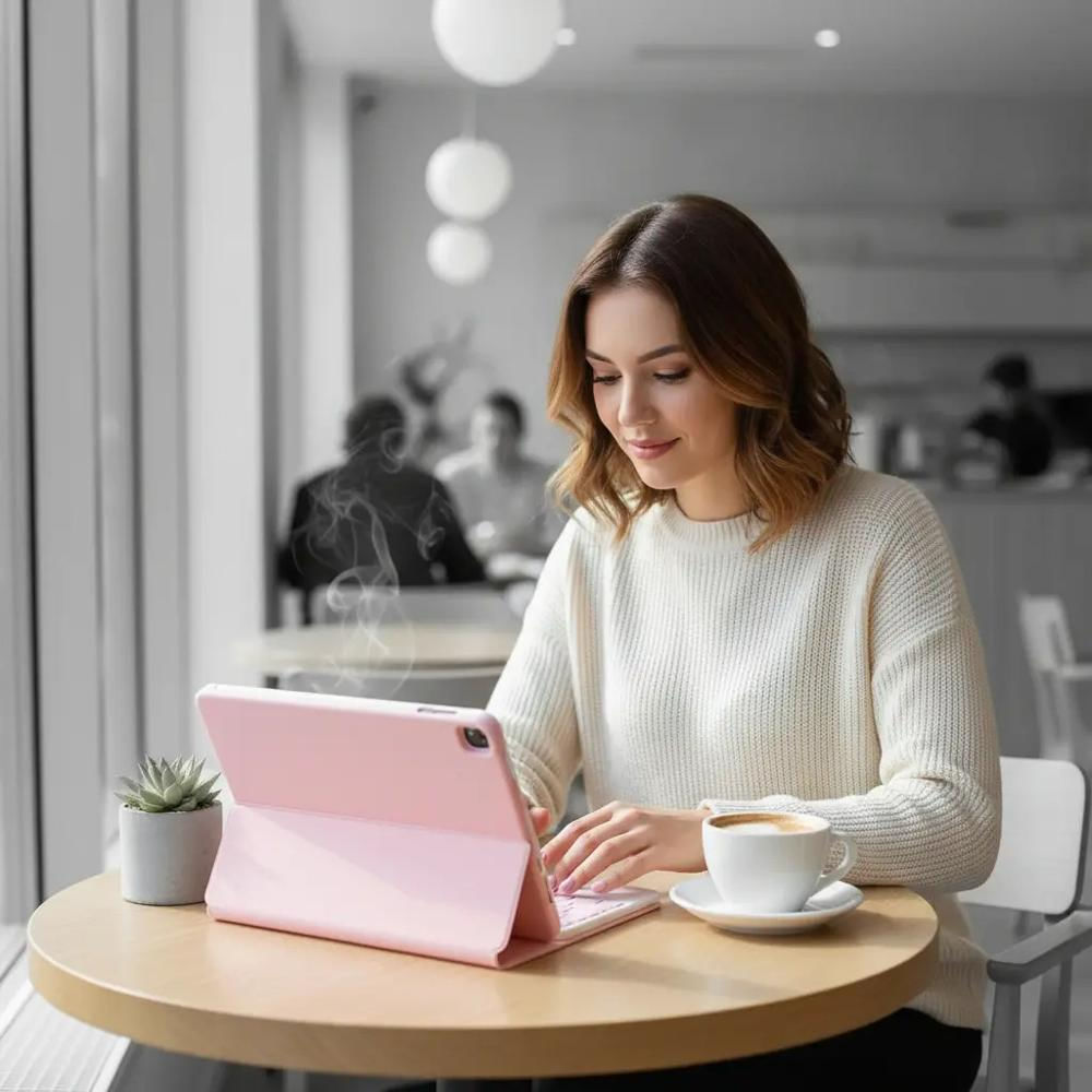 Estuche Teclado Trackpad Para Ipad Pro 11 M4 2024 Rosa +Bolso img #3