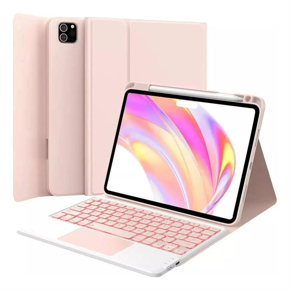 Estuche Teclado Trackpad Para Lenovo Tab M11 2024 Rosa +Vidrio img #2