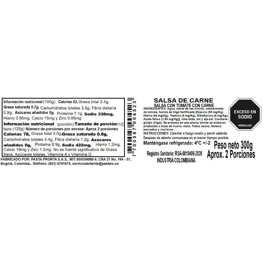 Salsa PASTAIO Tomate Con Carne (300  gr) img #2
