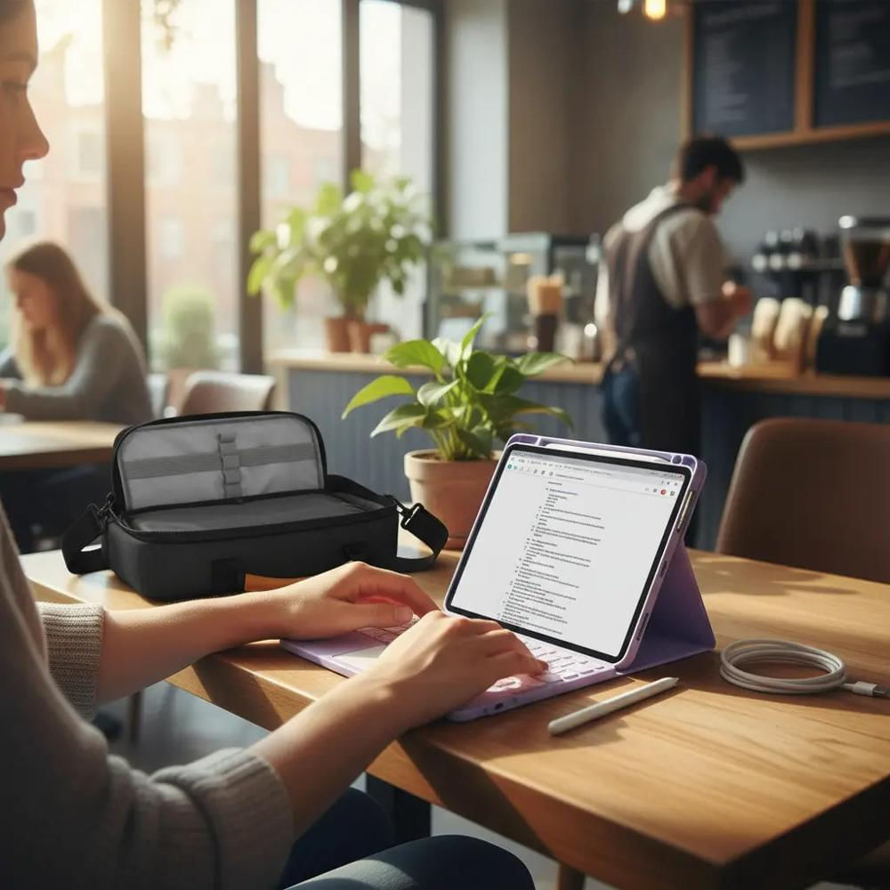 Estuche Teclado Trackpad Para Xiaomi Redmi Pad 2 Lila+Bolso+Lapiz img #9