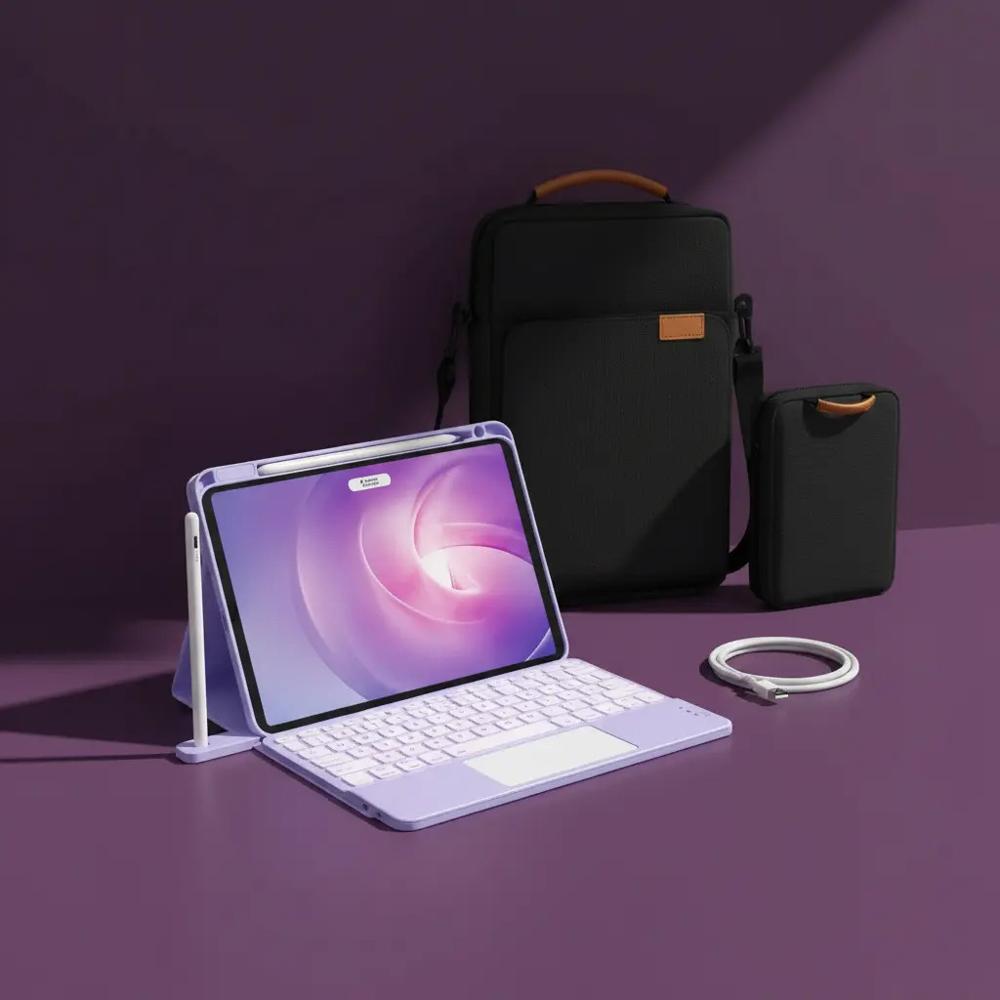 Estuche Teclado Trackpad Para Xiaomi Redmi Pad 2 Lila+Bolso+Lapiz img #10