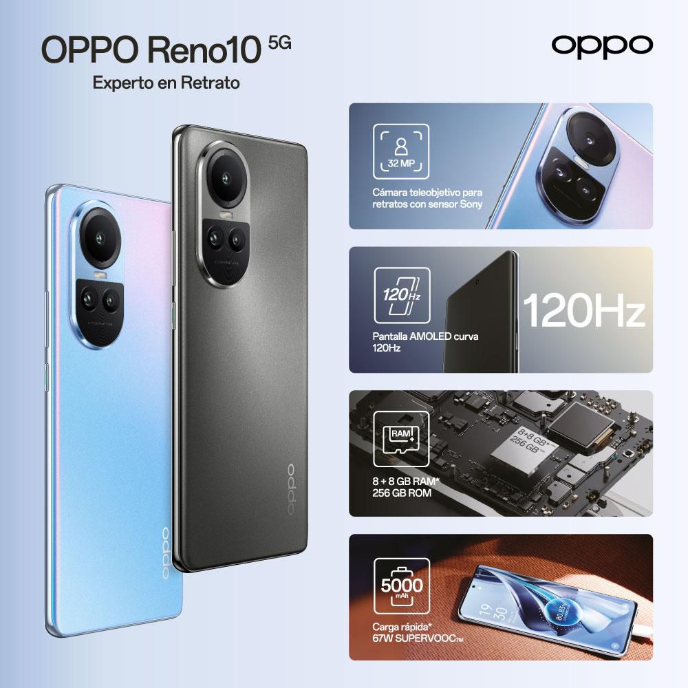 Celular OPPO RENO 10 5G 256 GB 8 GB RAM Gris + Smartwatch img #2